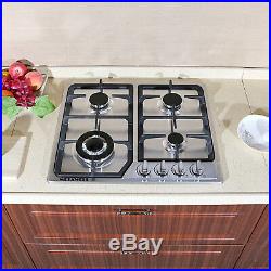 METAWELL 23in. GAS Stainless Steel Cooktop Stove Cook Top 4 Burner US Seller