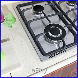 METAWELL 23in. GAS Stainless Steel Cooktop Stove Cook Top 4 Burner US Seller