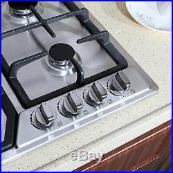 METAWELL 23in. GAS Stainless Steel Cooktop Stove Cook Top 4 Burner US Seller