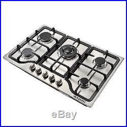 METAWELL 30 Stainless Steel 5 Burner Built-in Stoves Natural Gas Hob Cooktops