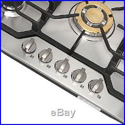 METAWELL 30 Stainless Steel Gold Burner Built-in 5 Stoves Natural Gas Cooktops