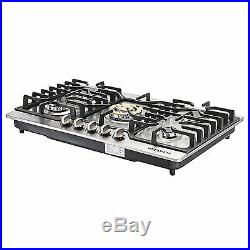 METAWELL 30 Stainless Steel With Gold Burner Built-in 5 Stoves NG/LPG Cooktops