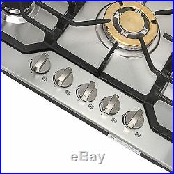 METAWELL 30 Stainless Steel With Gold Burner Built-in 5 Stoves NG/LPG Cooktops