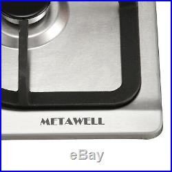 METAWELL 30Stainless Steel Built-in 5 Stove Natural Gas Hob&Gold Burner Cooktop
