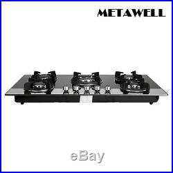 METAWELL 35.5 5 Burners Coated Glass Gas Cooktop Built-in Gas Stove NG/LPG