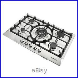 METAWELL 3KW 30 GAS Stainless Steel Cooktop Stove Cook Top 5 Burner, Silver, US