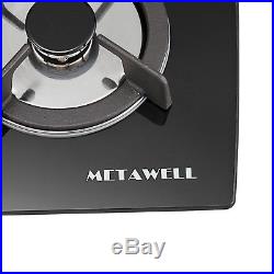 METAWELL Black 30 Tempered Glass Built-in 5 Burner Cooktops LPG/NG Gas Cooker