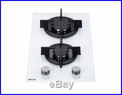 MILLAR GH3020PW 30cm Built-in 2 Burner Domino Gas on Glass Hob-Cast Iron Stands