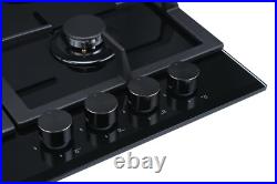 MILLAR GH6041TB 4 Burner Built-in 60cm Black Gas Glass Hob Wok Burner MILLAR GH6041TB 4 Burner Built-in 60cm Black Gas Glass Hob Wok Burner