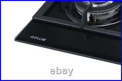 MILLAR GH6041TB 4 Burner Built-in 60cm Black Gas Glass Hob Wok Burner MILLAR GH6041TB 4 Burner Built-in 60cm Black Gas Glass Hob Wok Burner