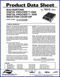 Max Burton 6535 Digital ProChef-3000 Induction Cooktop, 3000 Watts Power