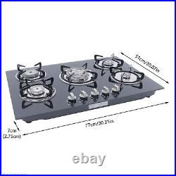 NEW 30 LPG /NG Gas COOKTOP Built-In 5Burner Stove Hob Cooktop tempered glass US