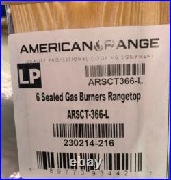 NEW American Range ARSCT366L Sealed Gas 6 Burners Rangetop Residential Cooktop NEW American Range ARSCT366L Sealed Gas 6 Burners Rangetop Residential Cooktop