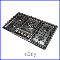 NG/LPG Cooktop 34 Black Titanium Steel 5 Burners Gas Stoves Hob Fixed Cooktop