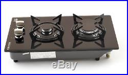 NJ Domino-G Built-in Gas Hob 2 Burner 30cm Cooktop Black Ceramic Glass LPG FFD