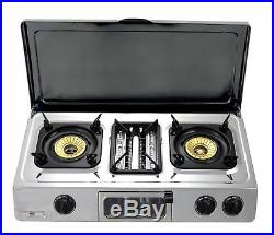 NJ G-87C Portable 70cm Gas Stove 3 burner Grill Oven with Lid Camping Hob 9.7kW