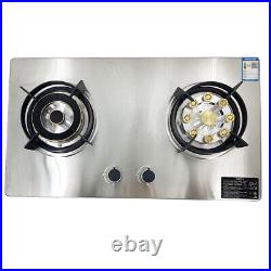 Natural Gas NG Double Burners Gas Stove Stainless Auto Ignition Steel Cooktop