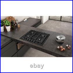 Neff N70 59cm Gas-on-glass Four Burner Gas Hob with Cast Iron Pan Stands Black