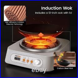 Nestiqex 1700W 100V~185V Induction Cooktop With Wok Pan Electric Stove Burner