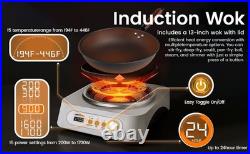 Nestiqex 1700W 100V~185V Induction Cooktop With Wok Pan Electric Stove Burner