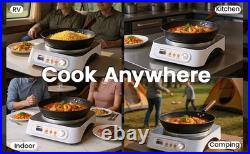 Nestiqex 1700W 100V~185V Induction Cooktop With Wok Pan Electric Stove Burner