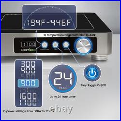 Nestiqex 1700W 120V Induction Cooktop Commercial Large Portable Stove 24h Timer