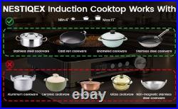 Nestiqex 1700W 120V Induction Cooktop Commercial Large Portable Stove 24h Timer