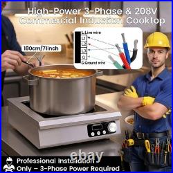 Nestiqex 5000W 208V~275V 3-Phase Induction Cooktop Commercial Electric Stove