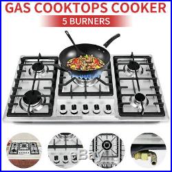 New 33.8 Stainless Steel Cooktop Built-in Stove Natural Gas Cooker 5 Burners