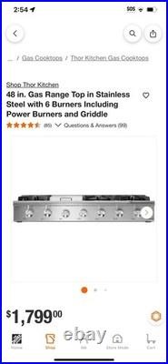 New 48 Inch Thor Gas Rangetop stainless steel