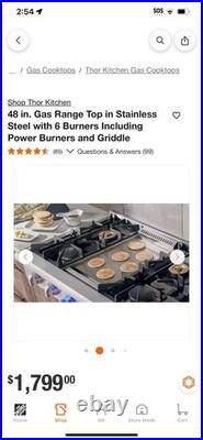 New 48 Inch Thor Gas Rangetop stainless steel