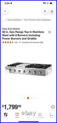 New 48 Inch Thor Gas Rangetop stainless steel