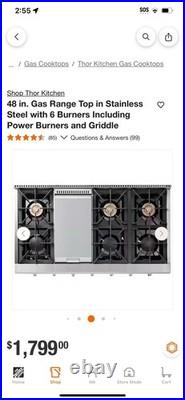 New 48 Inch Thor Gas Rangetop stainless steel