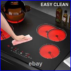 New Electric Cooktop Built-In 4 Burner 220V Electric Stove Top Knob/Touch Screen