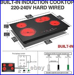 New Electric Cooktop Built-In 4 Burner 220V Electric Stove Top Knob/Touch Screen