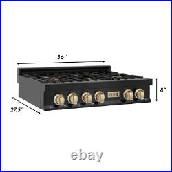 New Open Box Zline 36 Rangetop 6 Gas Burner Black Stainless Steel Rtbz-36-g Ob
