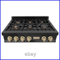 New Open Box Zline 36 Rangetop 6 Gas Burner Black Stainless Steel Rtbz-36-g Ob