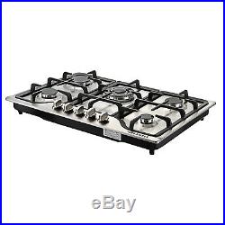 New Year-Seckill 30 Stainless Steel 5Burner Built-in NG/LPG Gas Cooktop Hob