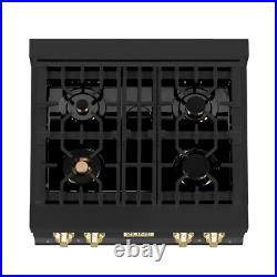New Zline 30 Rangetop 4 Gas Burner Black Stainless Gold Accents Rtbz-30-g