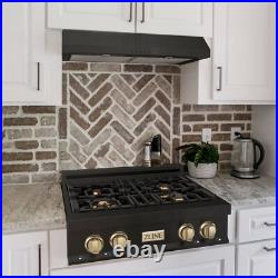 New Zline 30 Rangetop 4 Gas Burner Black Stainless Gold Accents Rtbz-30-g