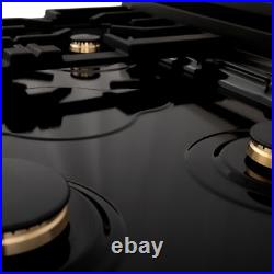 New Zline 30 Rangetop 4 Gas Burner Black Stainless Gold Accents Rtbz-30-g