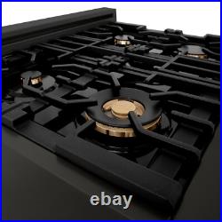 New Zline 30 Rangetop 4 Gas Burner Black Stainless Gold Accents Rtbz-30-g