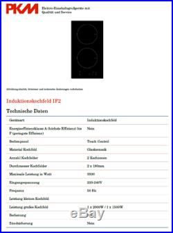 PKM If2 Piano di Cottura a Induzione 2 Zone Domino Zweierkochfeld Vetroceramica