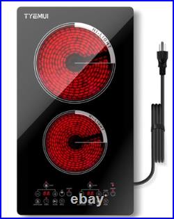 Placa Eléctrica Cerámica 12 2 Quemadores, Temporizador y Bloqueo Infantil, Nuevo