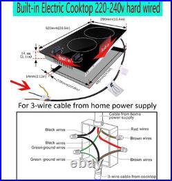 Placa vitrocerámica 220-240V con 2 fuegos, 9 niveles y protección térmica. Nuevo
