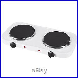 Portable 1000W Electric Hot Plate Double Ring Table Top Hob Caravan Camping Home