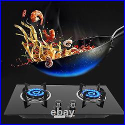 Portable 2 Burner Camping Gas Stove Tempered Glass 73cm Cooktop Indoor & Outdoor