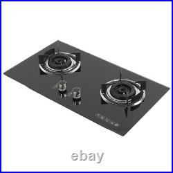 Portable 2 Burner Camping Gas Stove Tempered Glass 73cm Cooktop Indoor & Outdoor