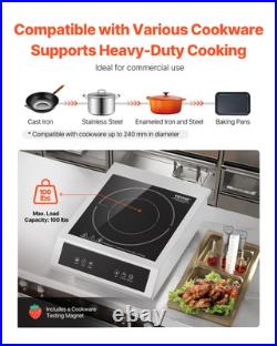 Portable Commercial Induction Cooktop 3500W Countertop Burner 11 Temp Levels