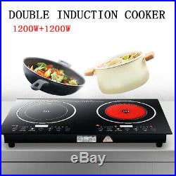 Portable Electric Dual Induction Cooker Cooktop 2400W Countertop Double Burners